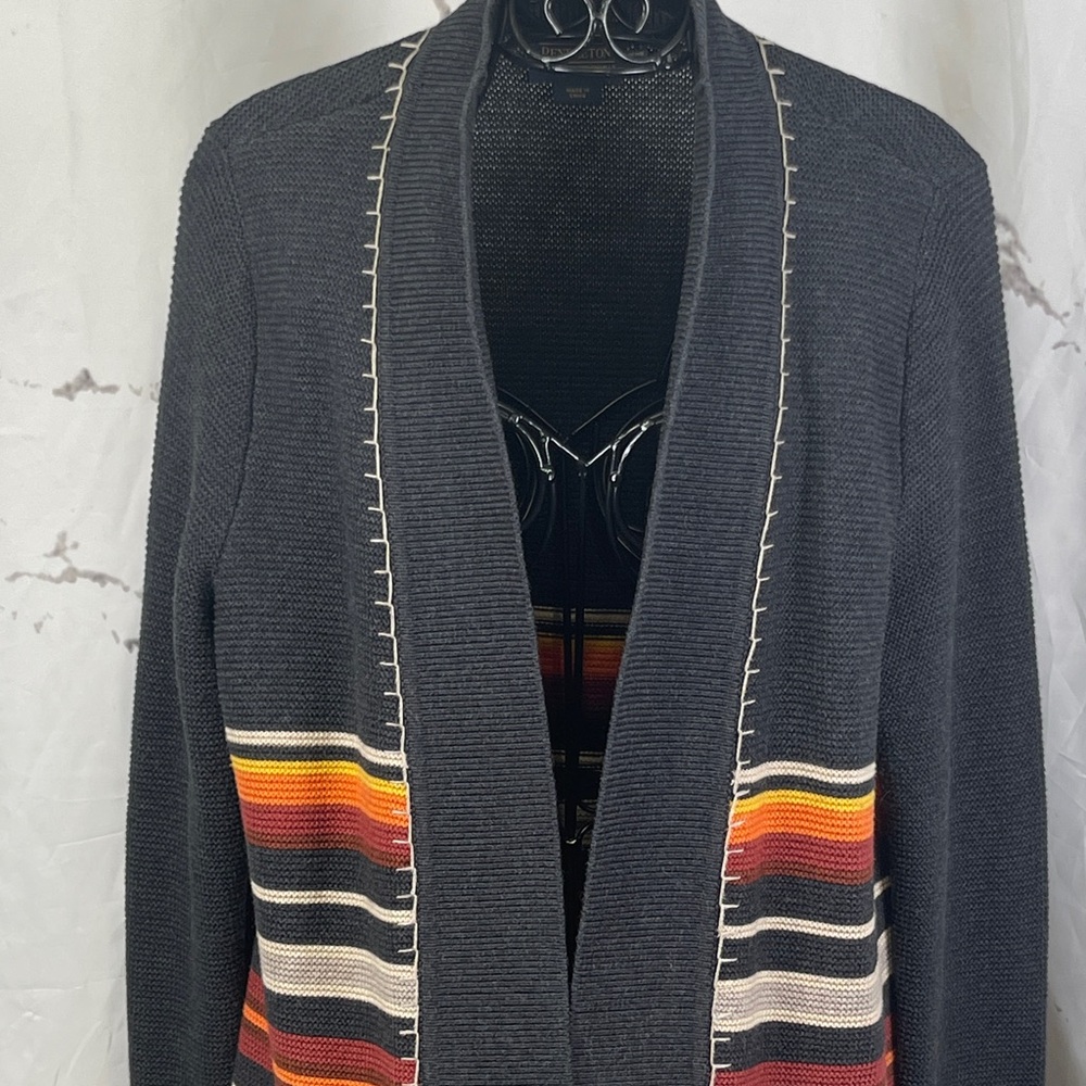 Pendleton Longline Open Front Cardigan Cotton Woo… - image 2